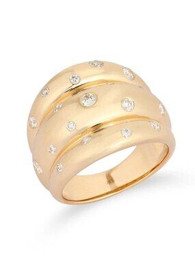 Scattered Diamond Bold 14K (or 18k upon request) Yellow Gold Ring